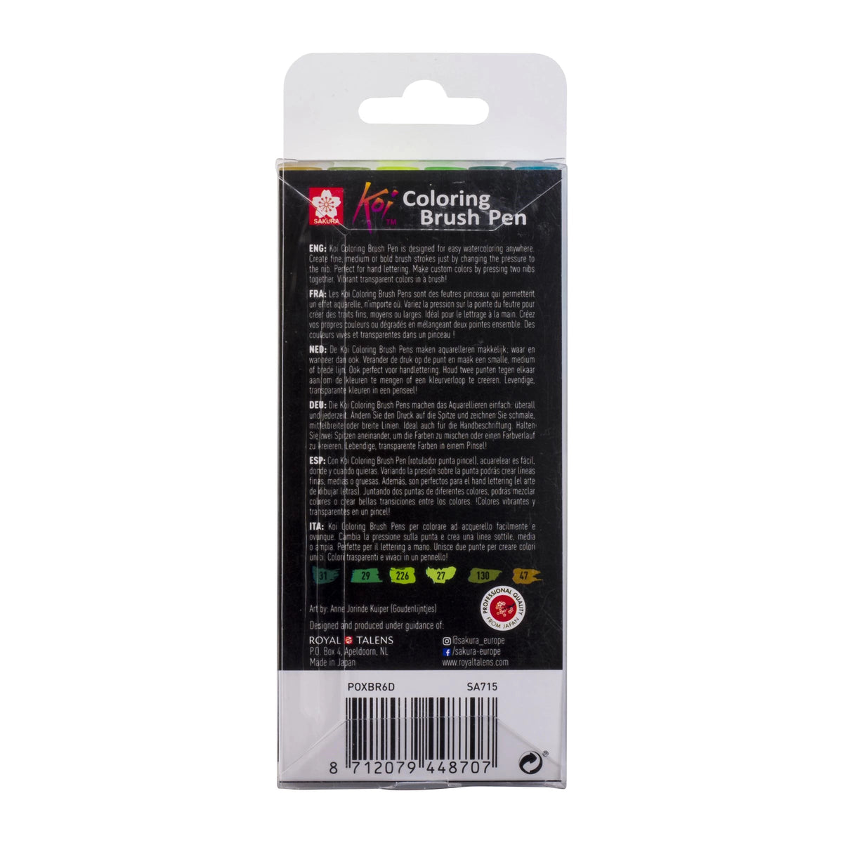 SAKURA Koi Botanical Aquarell-Pinselstifte / 6er Set