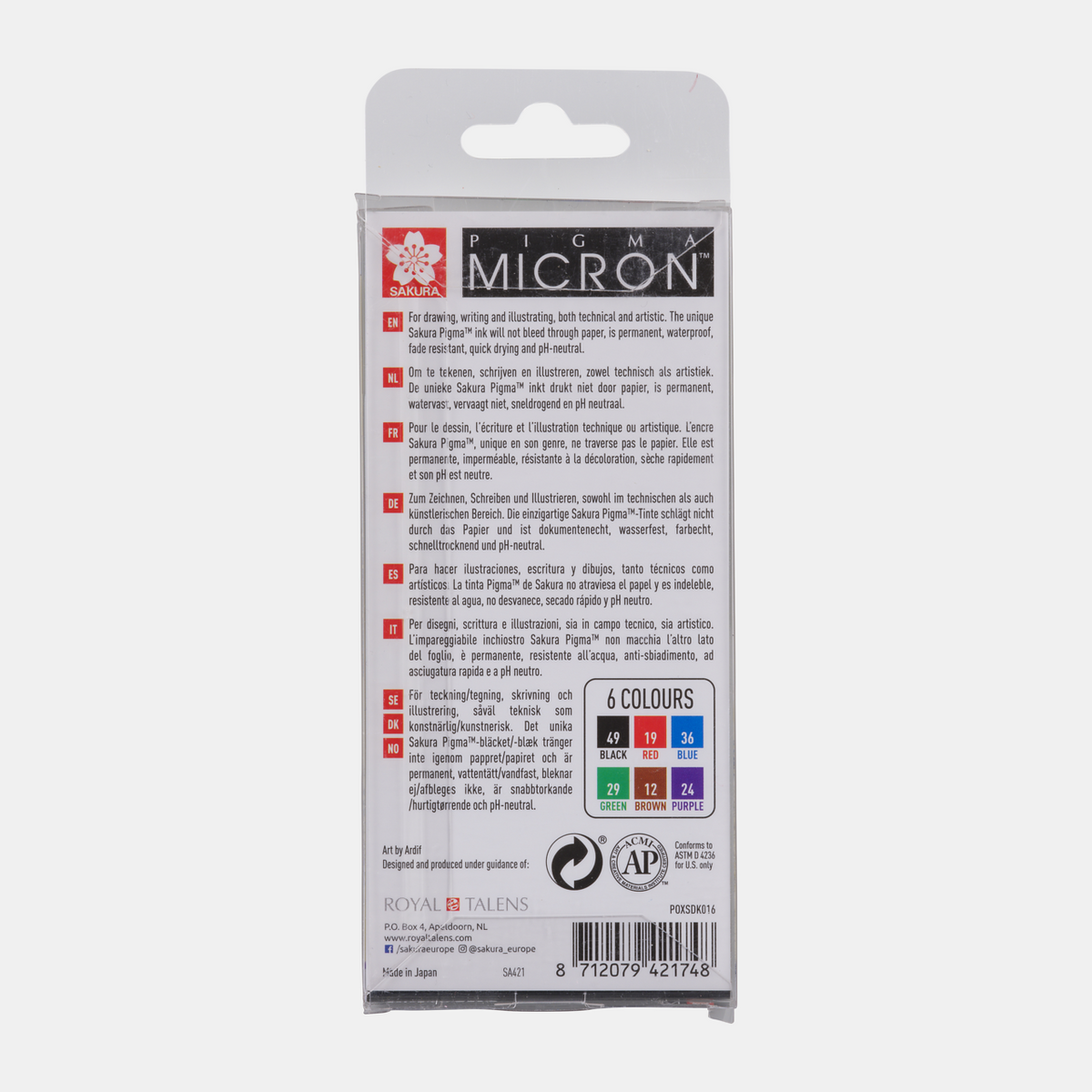 Sakura Pigma Micron 01 Fineliner 0,25 mm 6er-Set