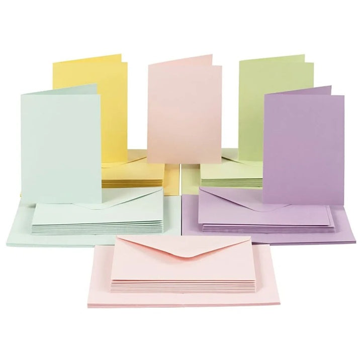Satz Pastell-Postkarten und Umschläge 10,5x15 cm - 50 Stück — Bild 3