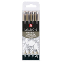 Satz technischer Stifte Sakura Pigma Micron 3 fineliners a brush pen | Grautöne — Bild 4