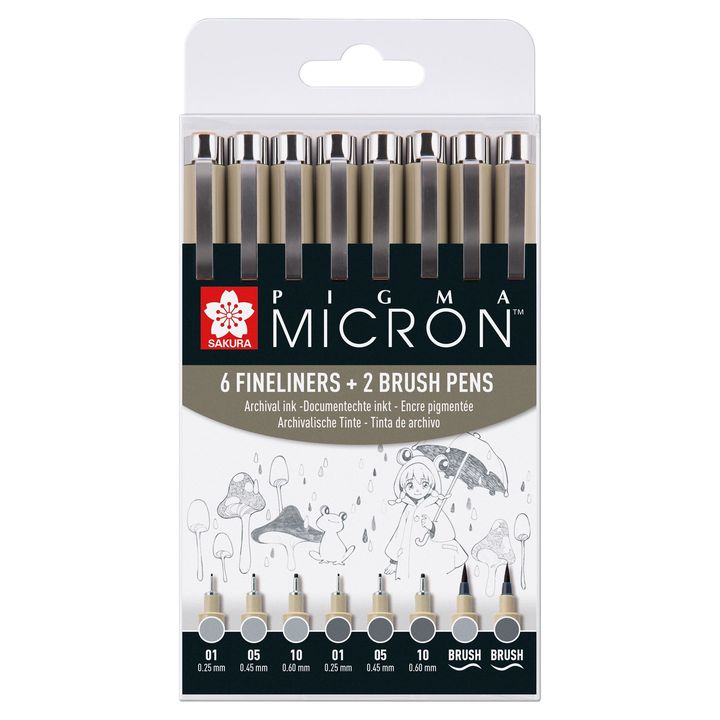 Satz technischer Stifte Sakura Pigma Micron Grautöne 8 Stück — Bild 4