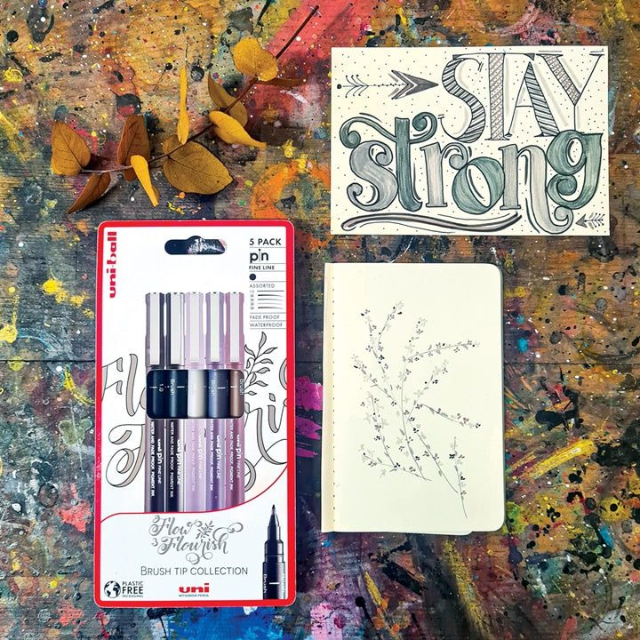 Satz UNI PIN Marker fineliner Flow and Flourish 5 Stück — Bild 1