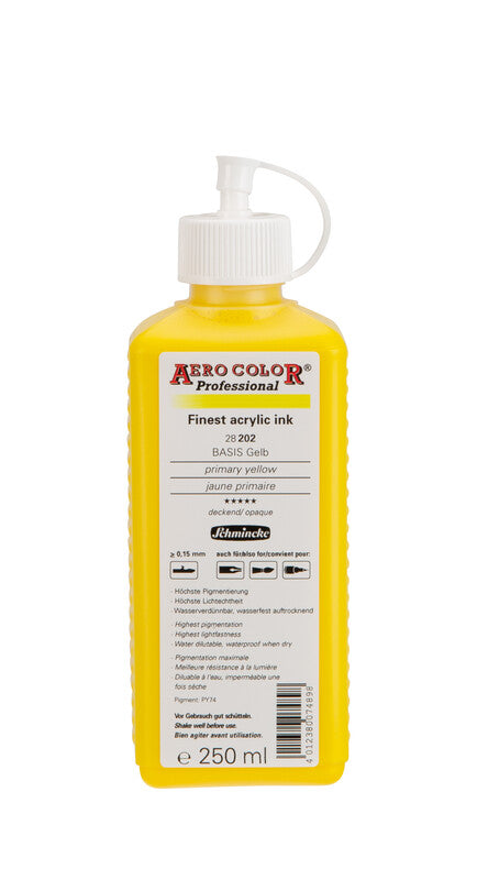 Schmincke AERO COLOR Professional Acryltinte 250 ml – 202 Primärgelb