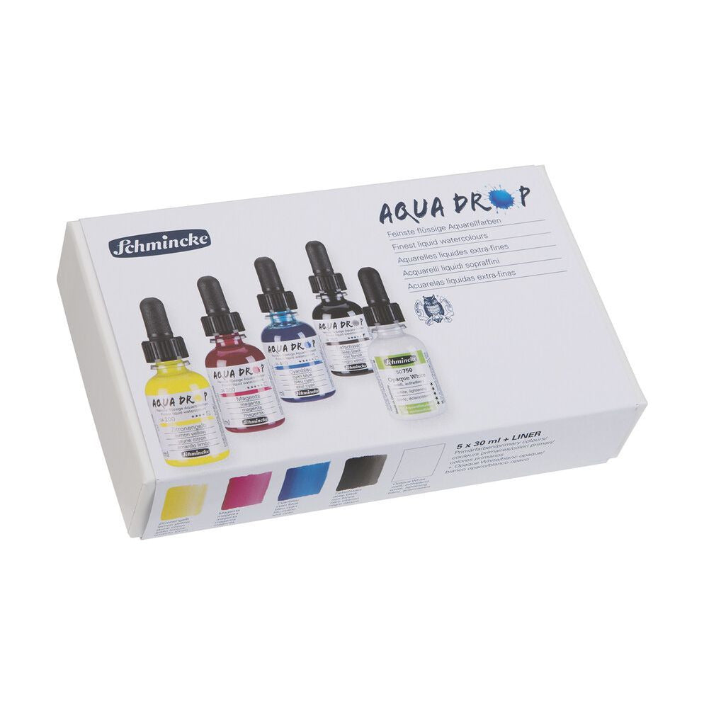 Schmincke AQUA DROP Kartonset, 5 x 30 ml (Primärfarben) + Deckweiß