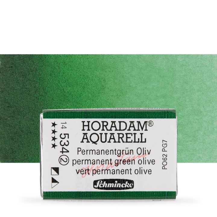 Schmincke Horadam Aquarellfarben im ganzen Näpfchen – 534 Permanent Olivgrün