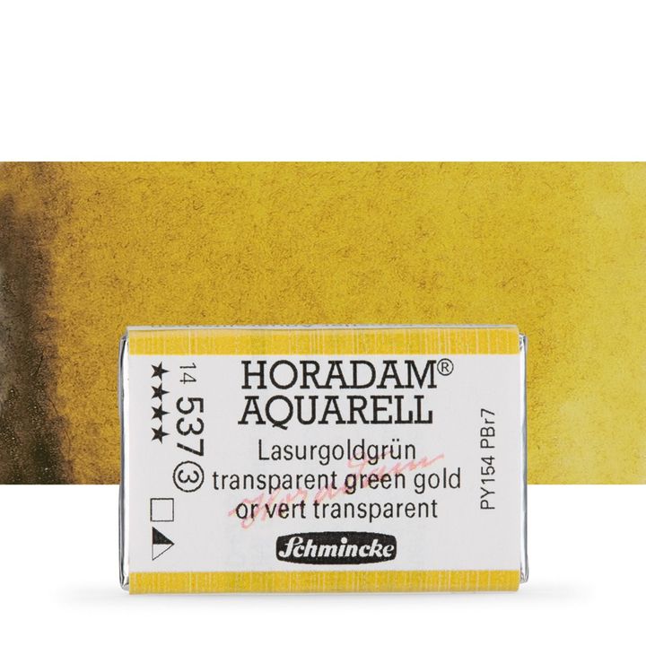 Schmincke Horadam Aquarellfarben im ganzen Näpfchen – 537 Transparent Grüngold