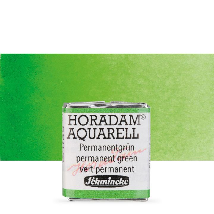 Schmincke Horadam Aquarellfarben im halben Näpfchen – 526 permanent Grün