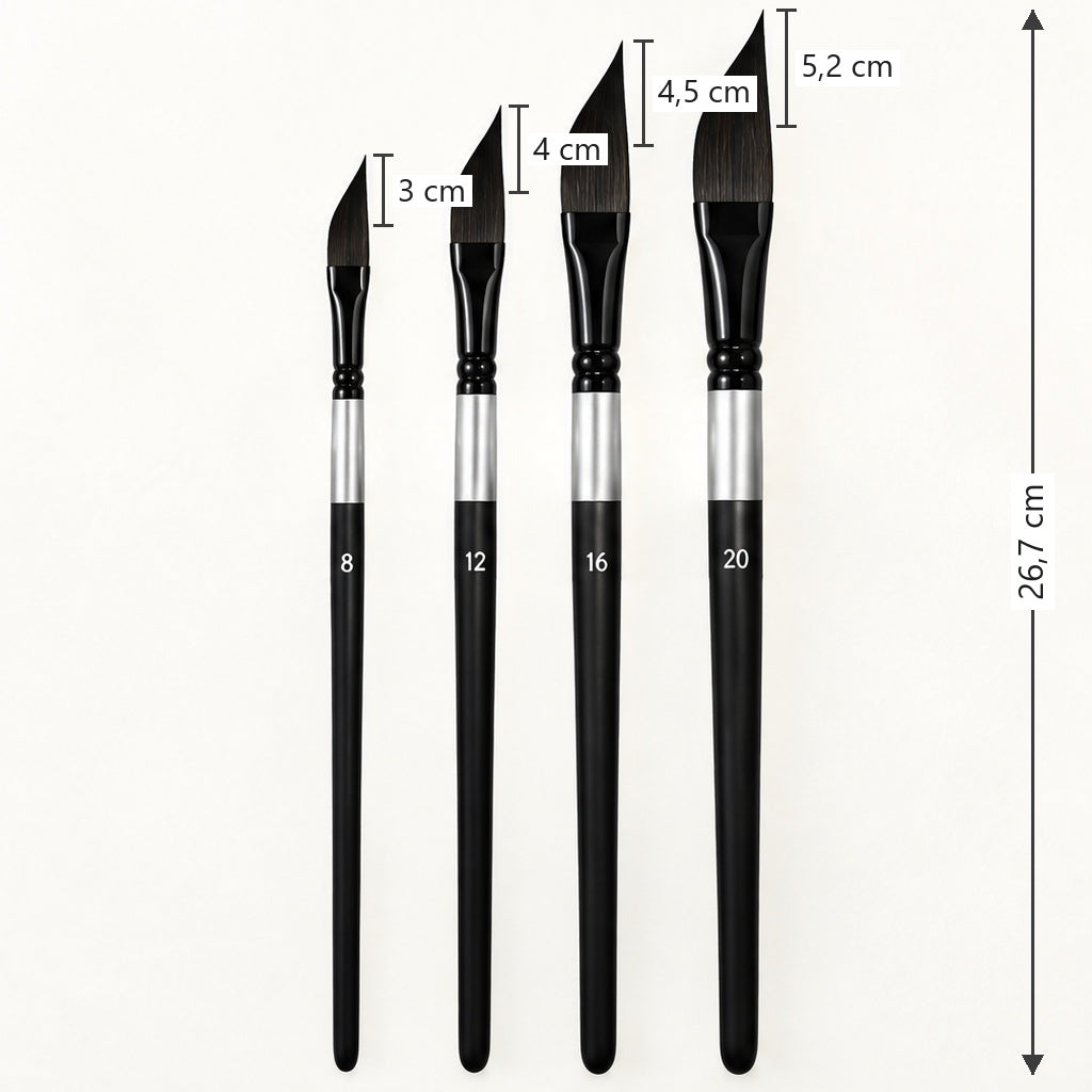 Schwertpinsel für Aquarell, Größen 8 – 20 – 4er-Set