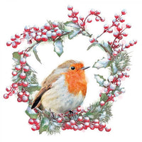 Servietten für Decoupage Robin in Wreath - 1 Stück — Bild 2