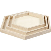 Set aus drei sechseckigen Holztabletts — Bild 2