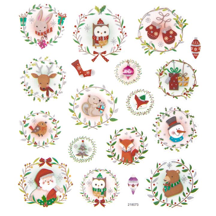 Set mit 18 Weihnachtsaufklebern | Weihnachtskränze — Bild 1