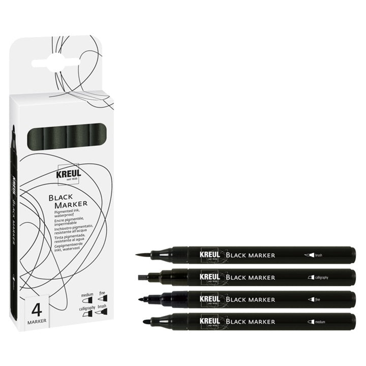 Set mit schwarzen Markern mit verschiedenen Spitzen 4 Stück — Bild 6
