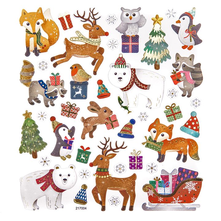 Set mit Weihnachtsaufklebern 38 Stück | Wintertiere — Bild 4