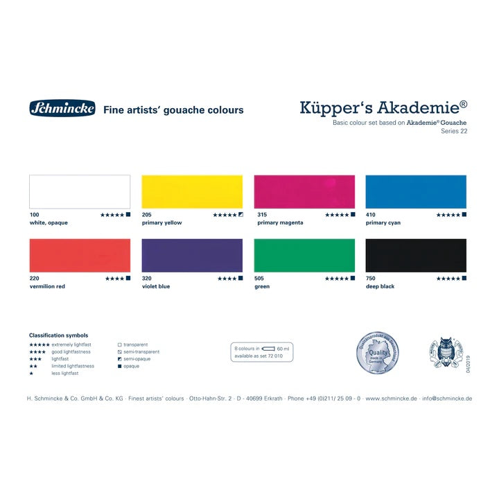 Set Schmincke AKADEMIE Gouache-Farben 8 x 60 ml — Bild 1