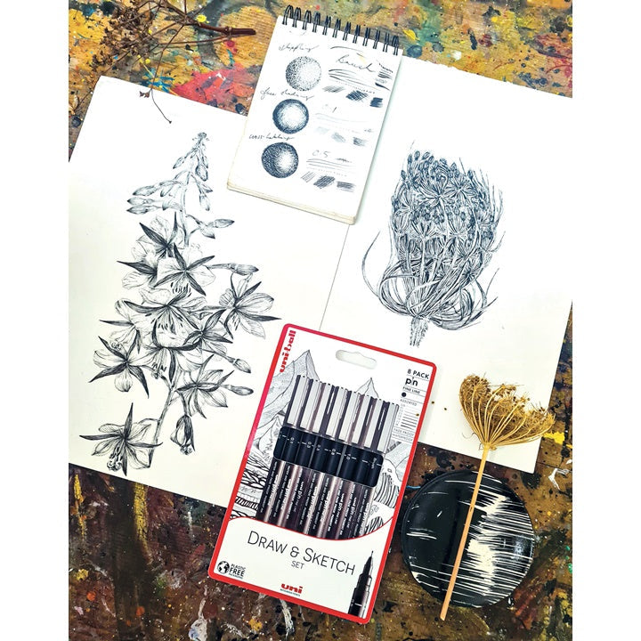 Set UNI PIN fineliner marker Draw and Sketch 8 Stück — Bild 1