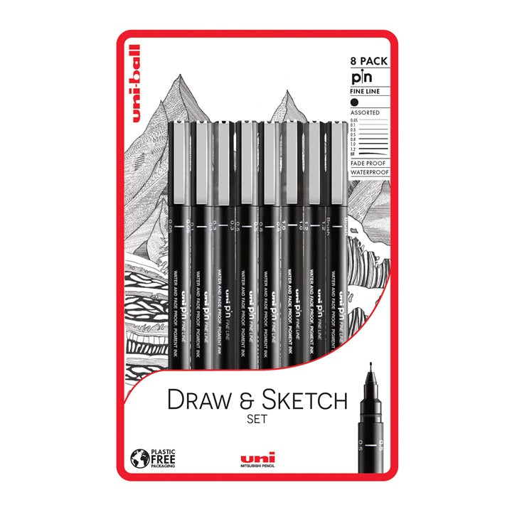 Set UNI PIN fineliner marker Draw and Sketch 8 Stück — Bild 5