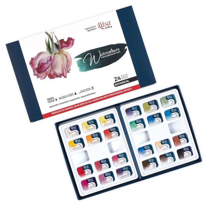 Set von Aquarellfarben "Botanycal", 24 Farben, volle Pfannen, Karton, ROSA GALLERY — Bild 2