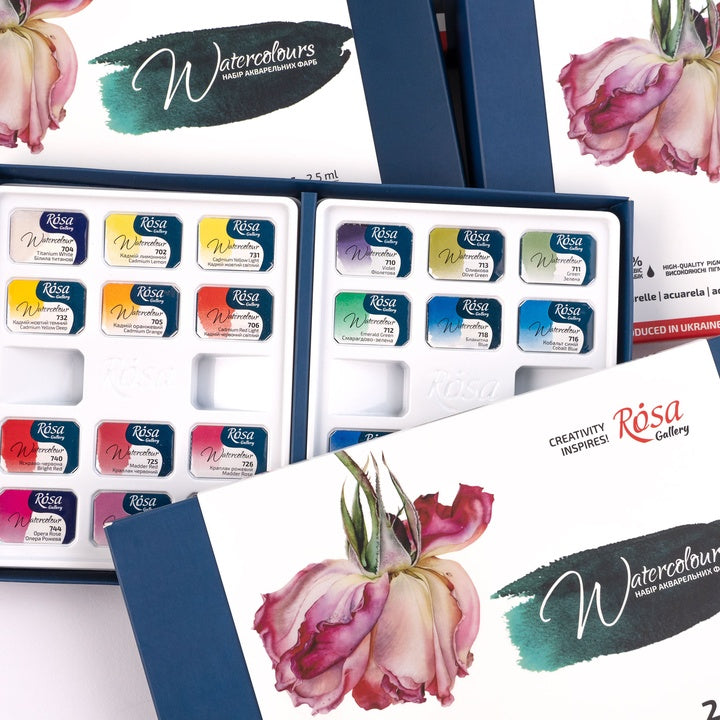 Set von Aquarellfarben "Botanycal", 24 Farben, volle Pfannen, Karton, ROSA GALLERY — Bild 4