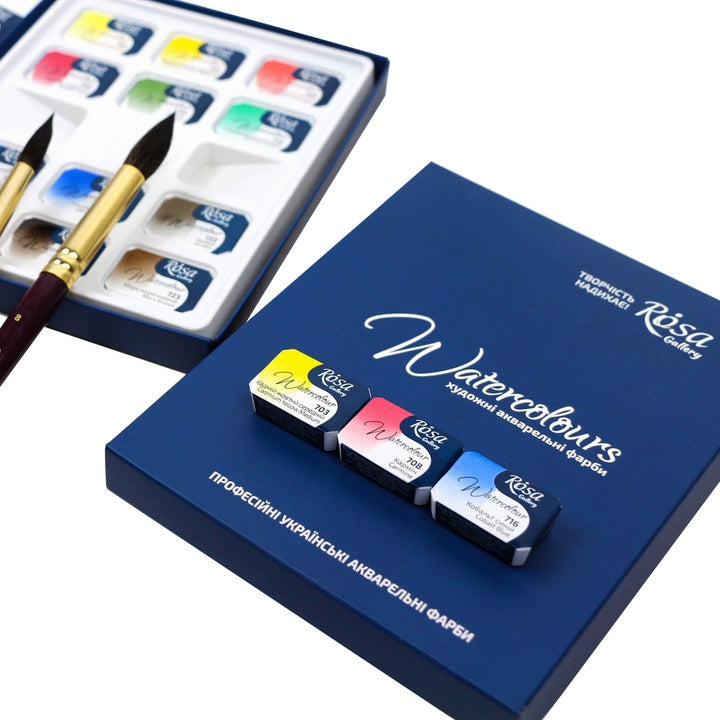 Set von Aquarellfarben "Classic", 12 Farben, volle Pfannen, Karton, ROSA GALLERY — Bild 18