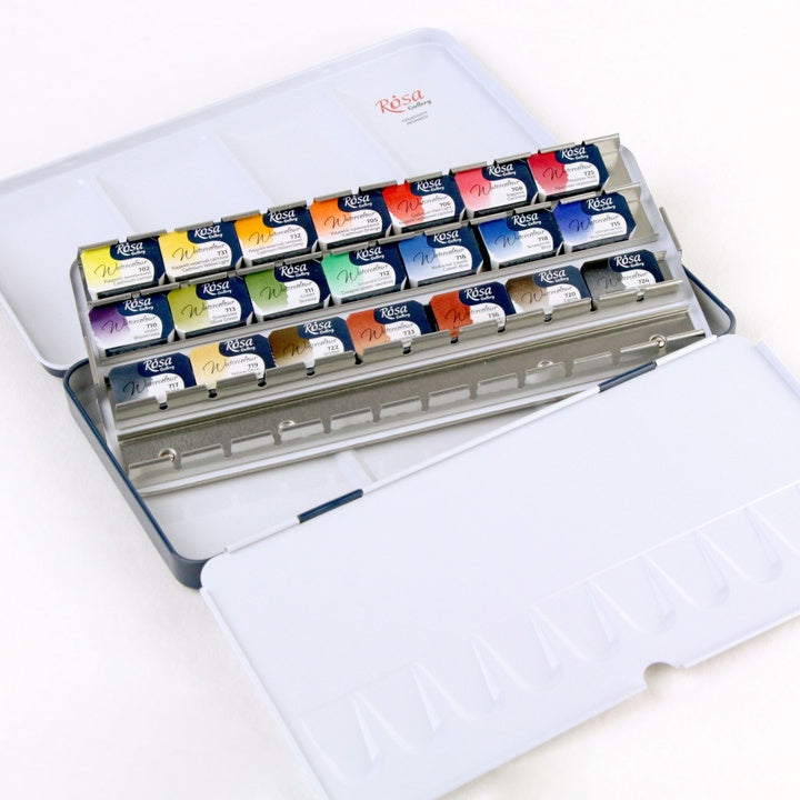 Set von Aquarellfarben "Classic" Metallgehäuse, 21 Farben, volle Pfannen, ROSA GALLERY — Bild 3