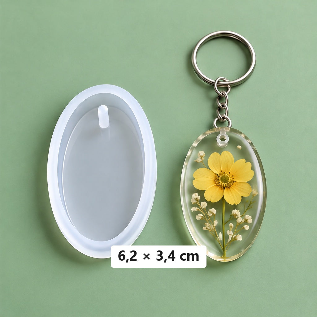 Ovale Form 6,2 × 3,4 cm + 3 Schlüsselringe