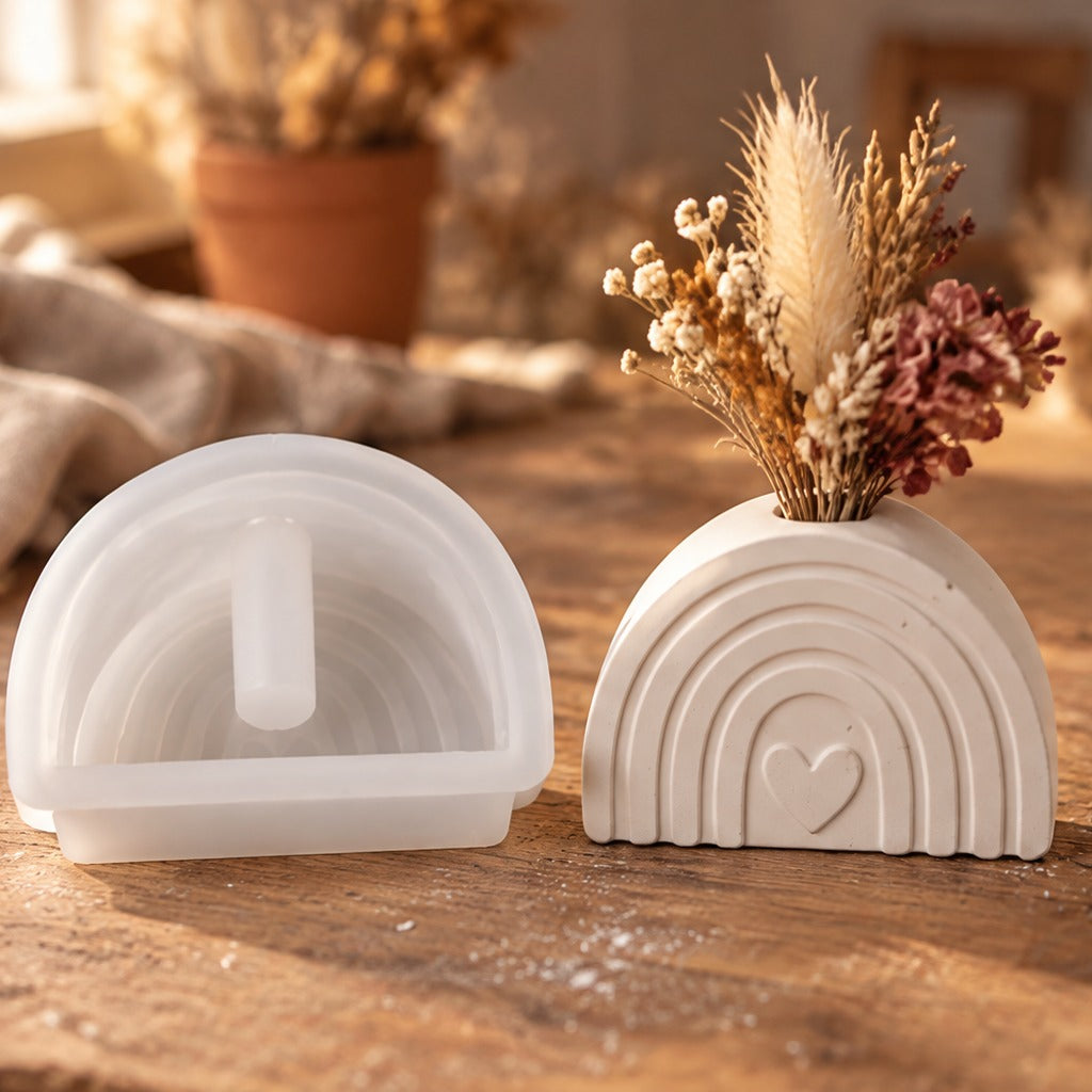 Silikonform zum Gießen von Mini-Vasen für Trockenblumen – Regenbogen – 6,4 × 4,9 cm