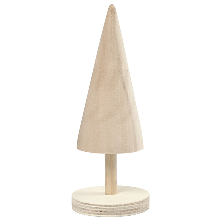 Skandinavischer Weihnachtsbaum aus hellem Pappelholz im minimalistischen Design.