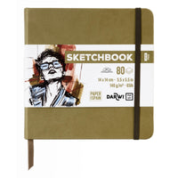 Skizzenbuch DARWI Khaki 14 x 14 cm, 140 g, 80 Blatt