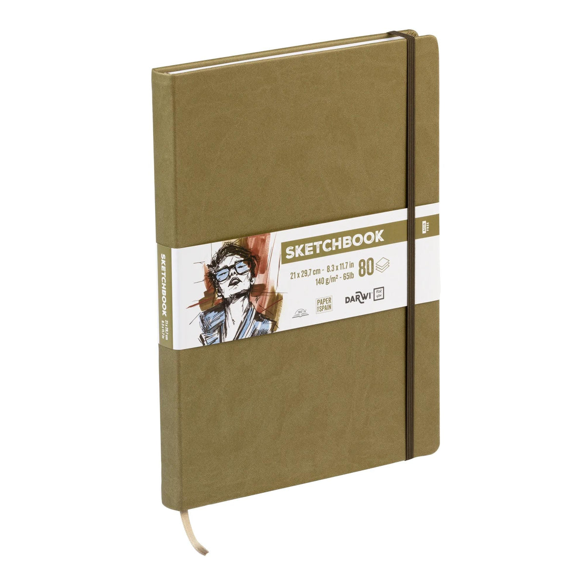 Skizzenbuch DARWI Khaki A4, 140 g/m², 80 Blatt