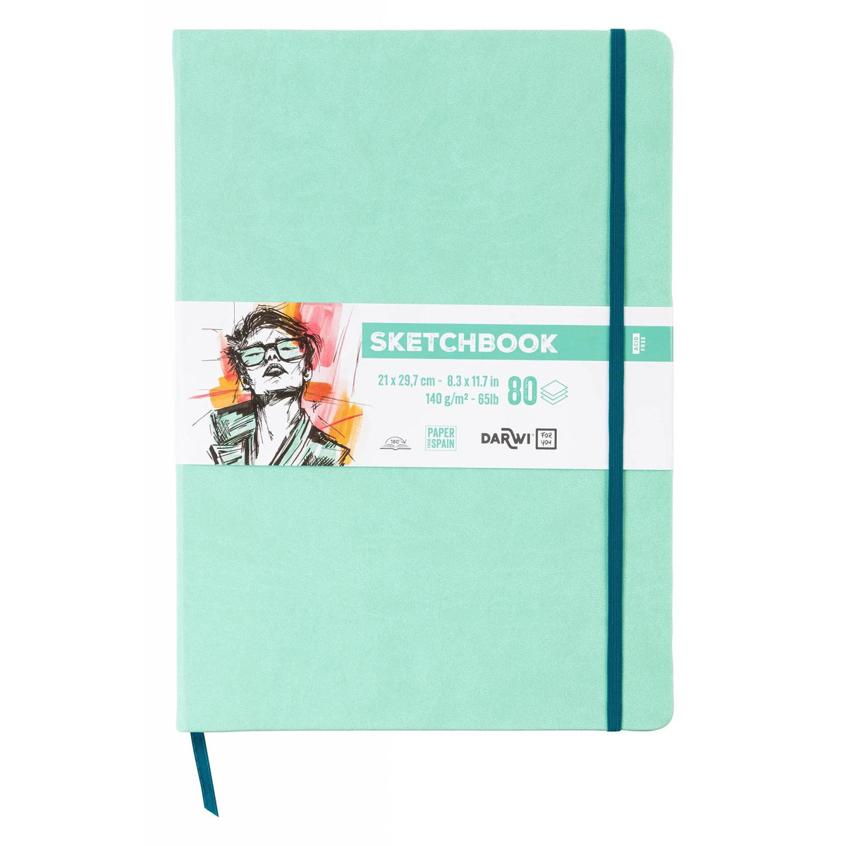 Skizzenbuch DARWI Mint Green A4 140 g/m² - 80 Blatt