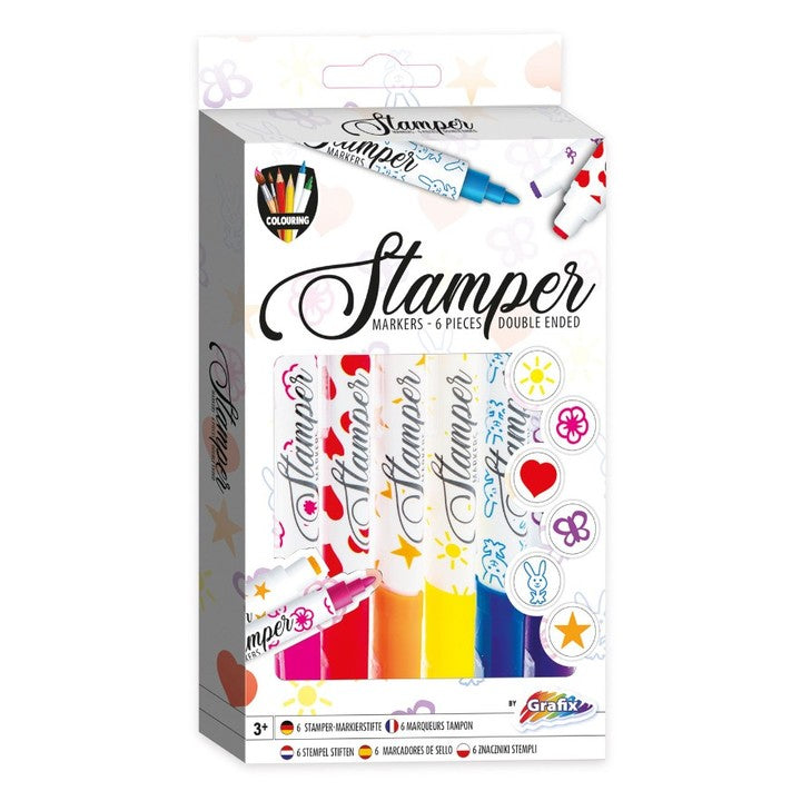 Stamper Markers 6pcs Double Ended Farbe &amp; Stempel Set für Kinder — Bild 1