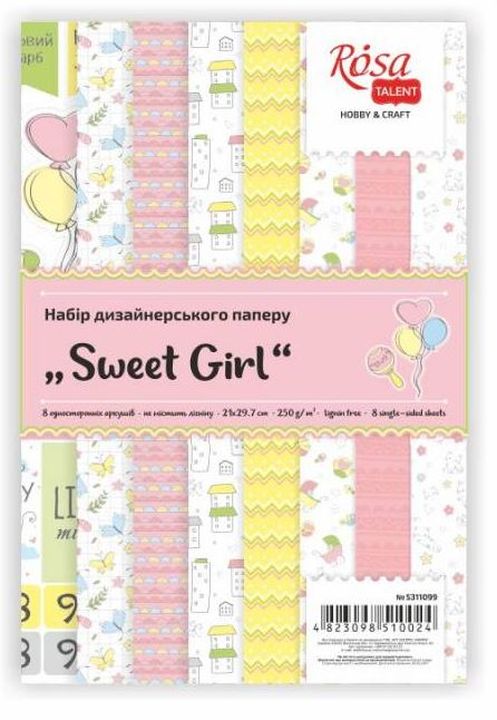 Süßes Mädchen Scrapbooking Papier Set 21 x 29,7 cm | 8 Blätter — Bild 3