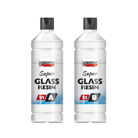Pentart Super Glass Clear Resin aus zwei Komponenten für transparente, glasartige Gießergebnisse im Verhältnis 1:1.