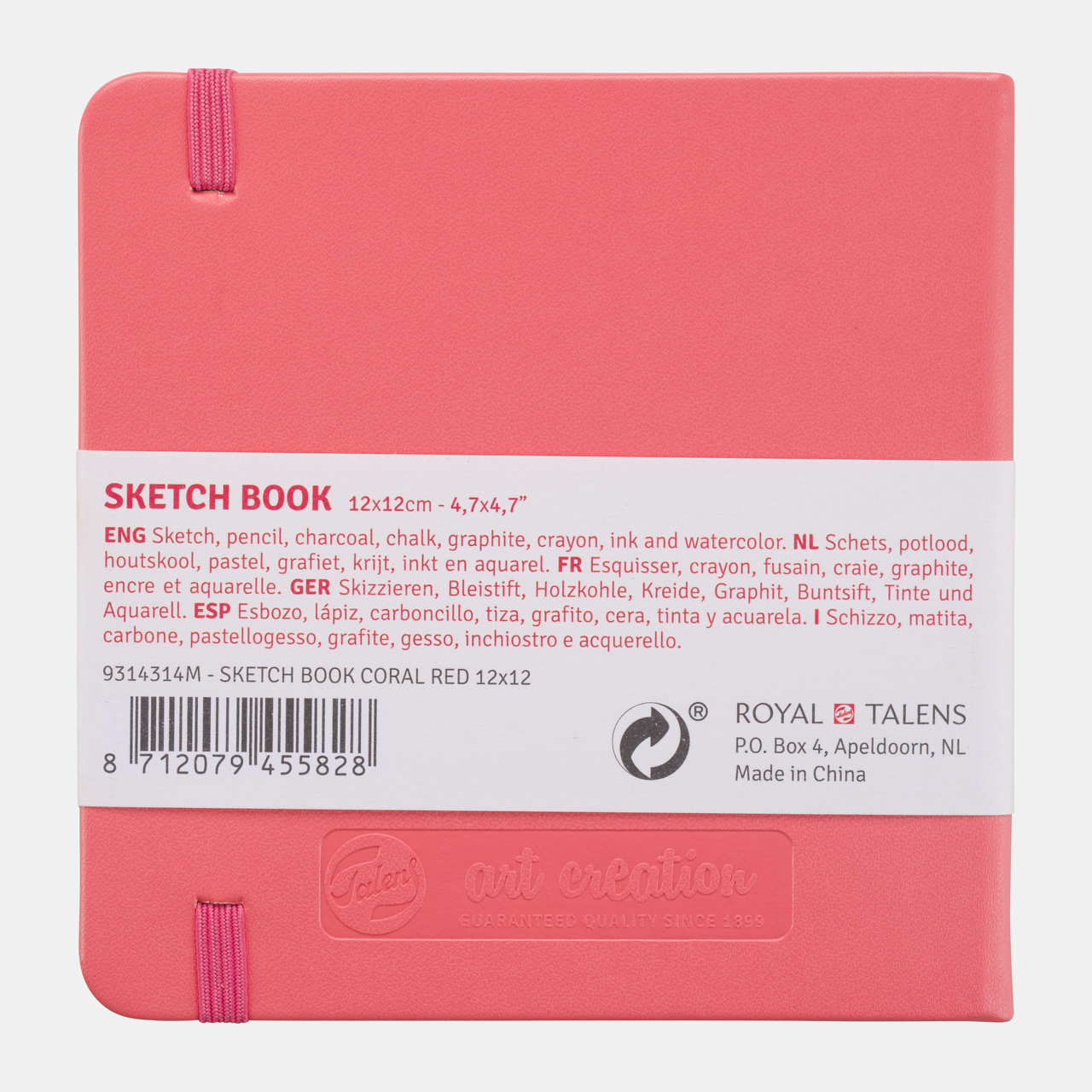 Talens Art Creation Skizzenbuch Coral 12 x 12 cm, 140 g, 80 Blatt, Hardcover