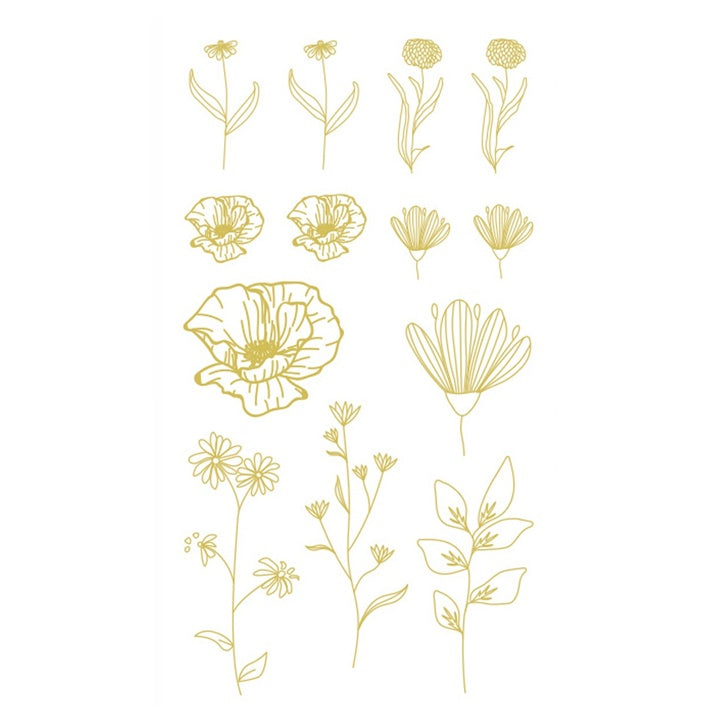 Transparente PVC-Sticker | Goldene Blumen, 43 Teile — Bild 2