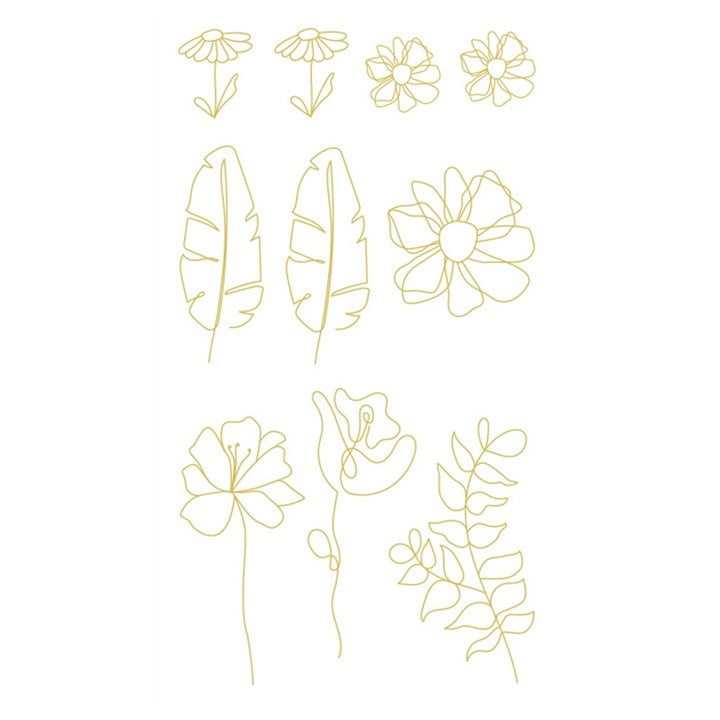 Transparente PVC-Sticker | Goldene Blumen, 43 Teile — Bild 3