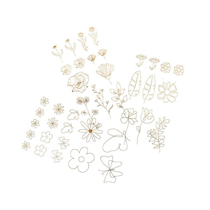 Transparente PVC-Sticker | Goldene Blumen, 43 Teile — Bild 5
