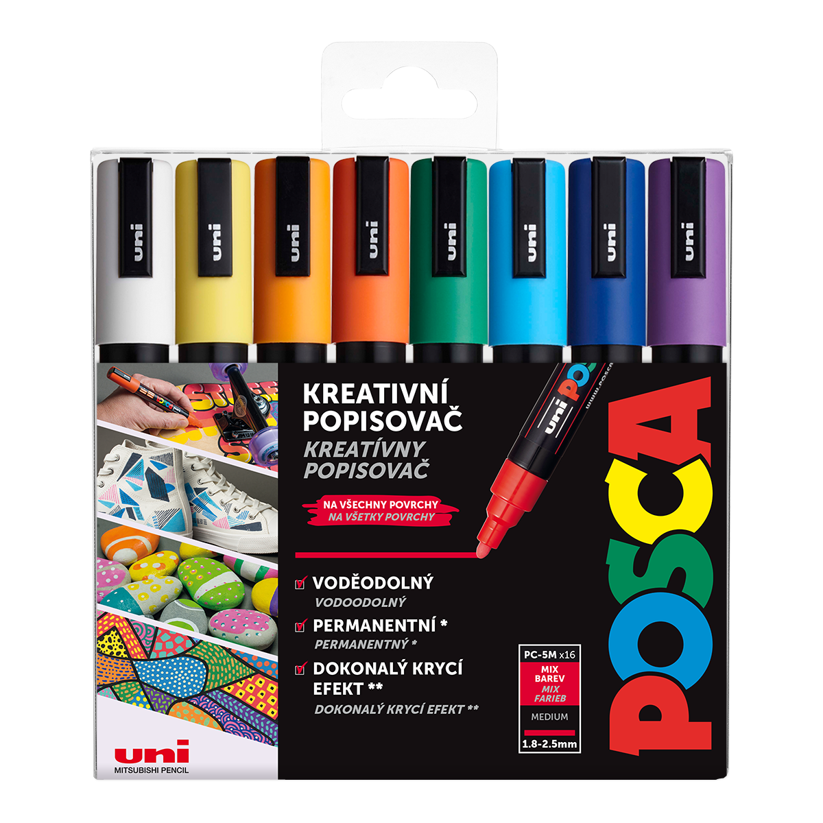 Posca Marker-Set PC-5M, 1,8 – 2,5 mm, Farbmix (16 Stk.)