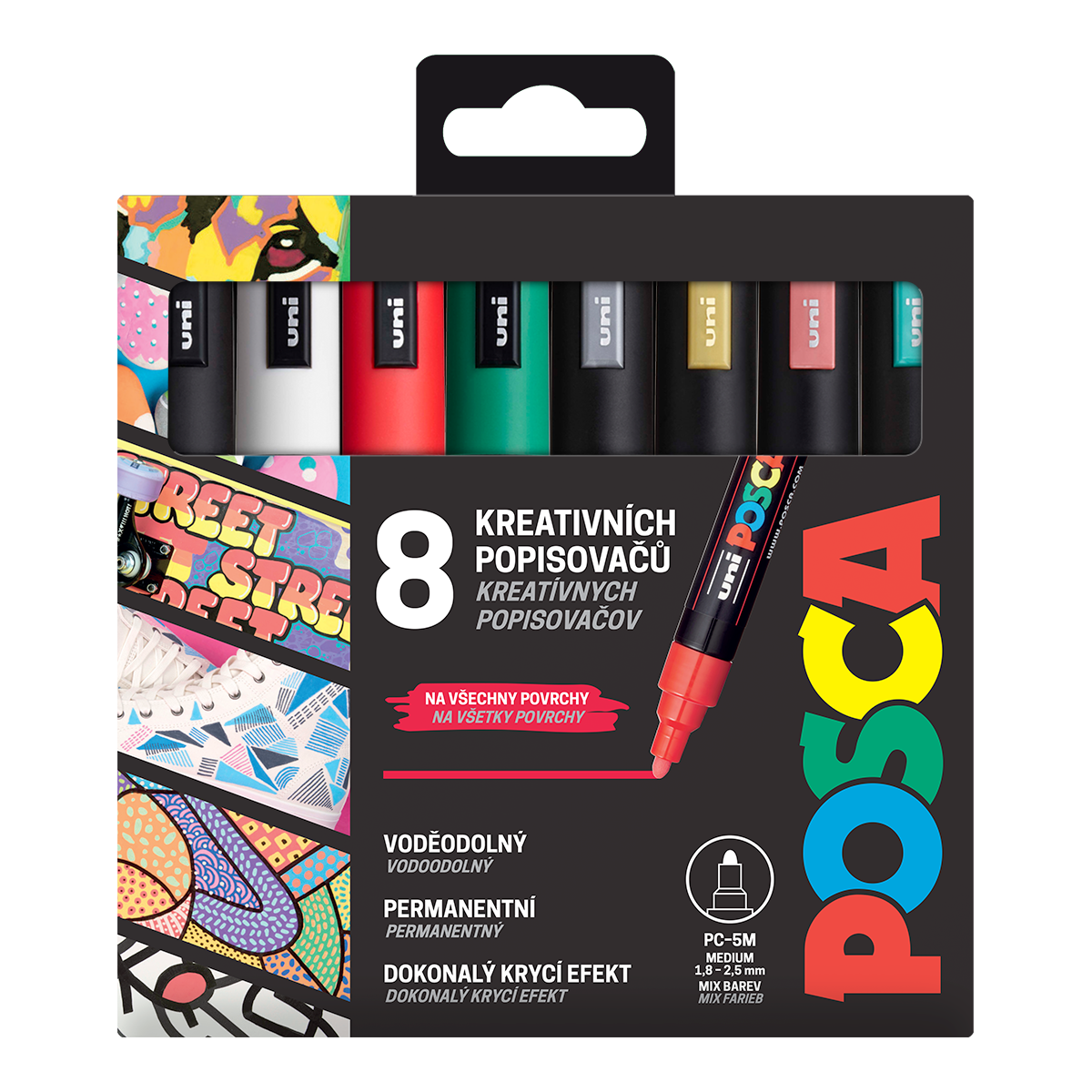 Posca Markersets PC-5M CHRISTMAS, 1,8 - 2,5 mm, Weihnachtsfarben - 8 Stk.