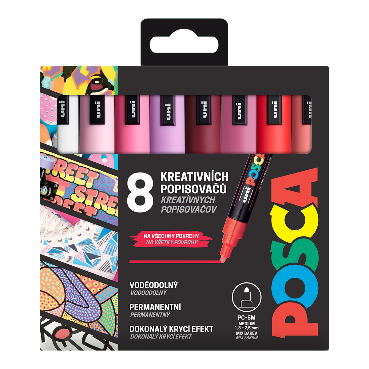 Posca Marker-Set PC-5M, LOVE, 1,8 - 2,5 mm, warme Töne (8 Stk.)