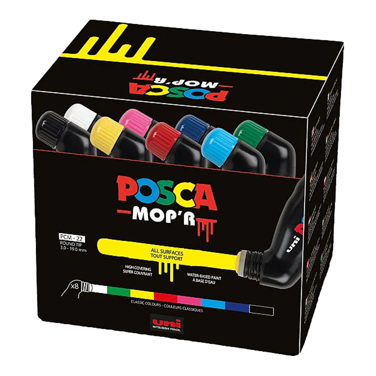 Posca PCM-22 8C MOP´R Marker-Set, 3 – 19 mm, Farbmix (8 Stk.)