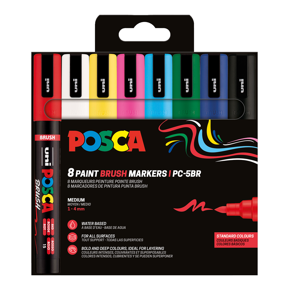 Posca Marker-Set PC-5BR, 1 – 4 mm, Grundfarben – 8 Stk.