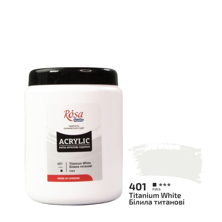 ROSA STUDIO Acrylfarbe, 1000 ml – Titanweiß (401)