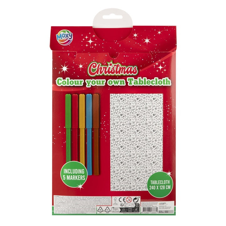 Weihnachtliches Tischtuch zum Ausmalen mit Markern 240x128 cm — Bild 1