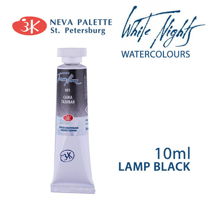 White Nights Aquarellfarbe 10 ml | verschiedene Farbtöne - Lampenschwarz