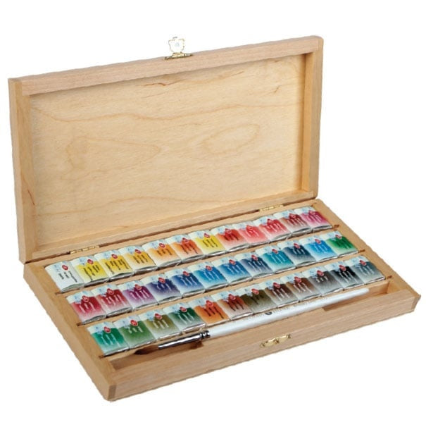 White Nights Aquarellfarben im Holzkasten – 24 dielny Set
