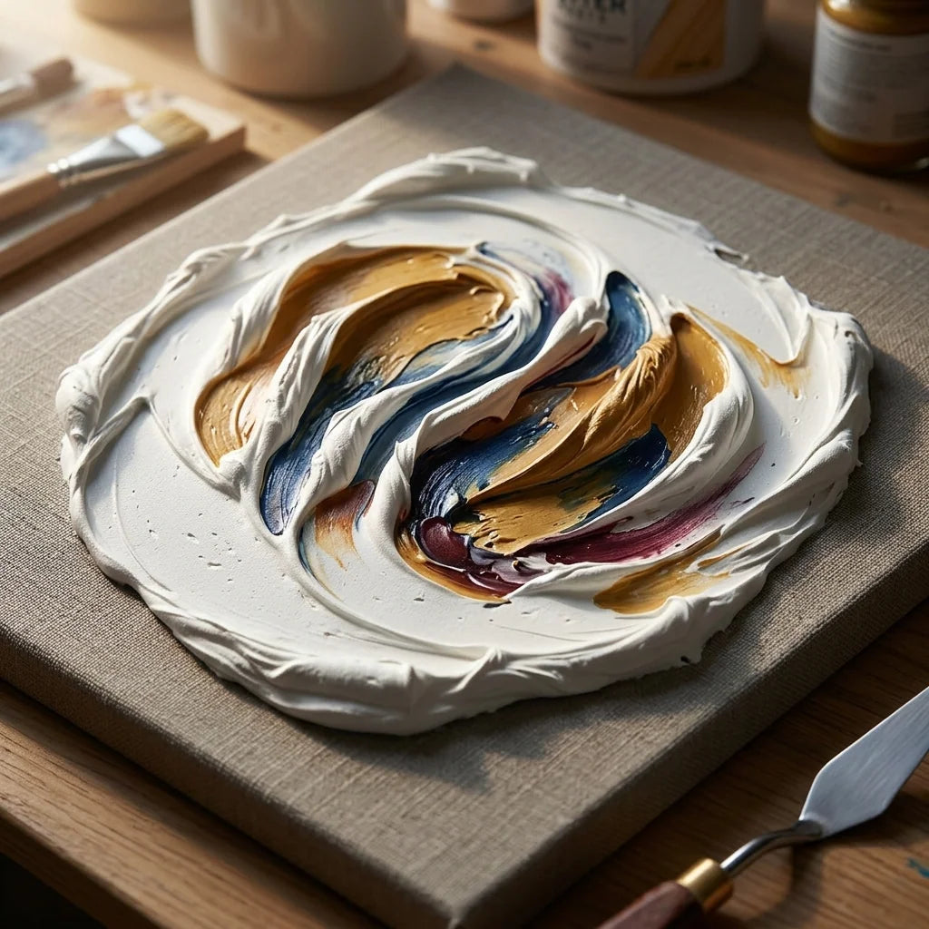 Impasto-Texturen mit ARTMIE Butter 3D Relief-Modellierpaste — Malspachtel auf Leinwand