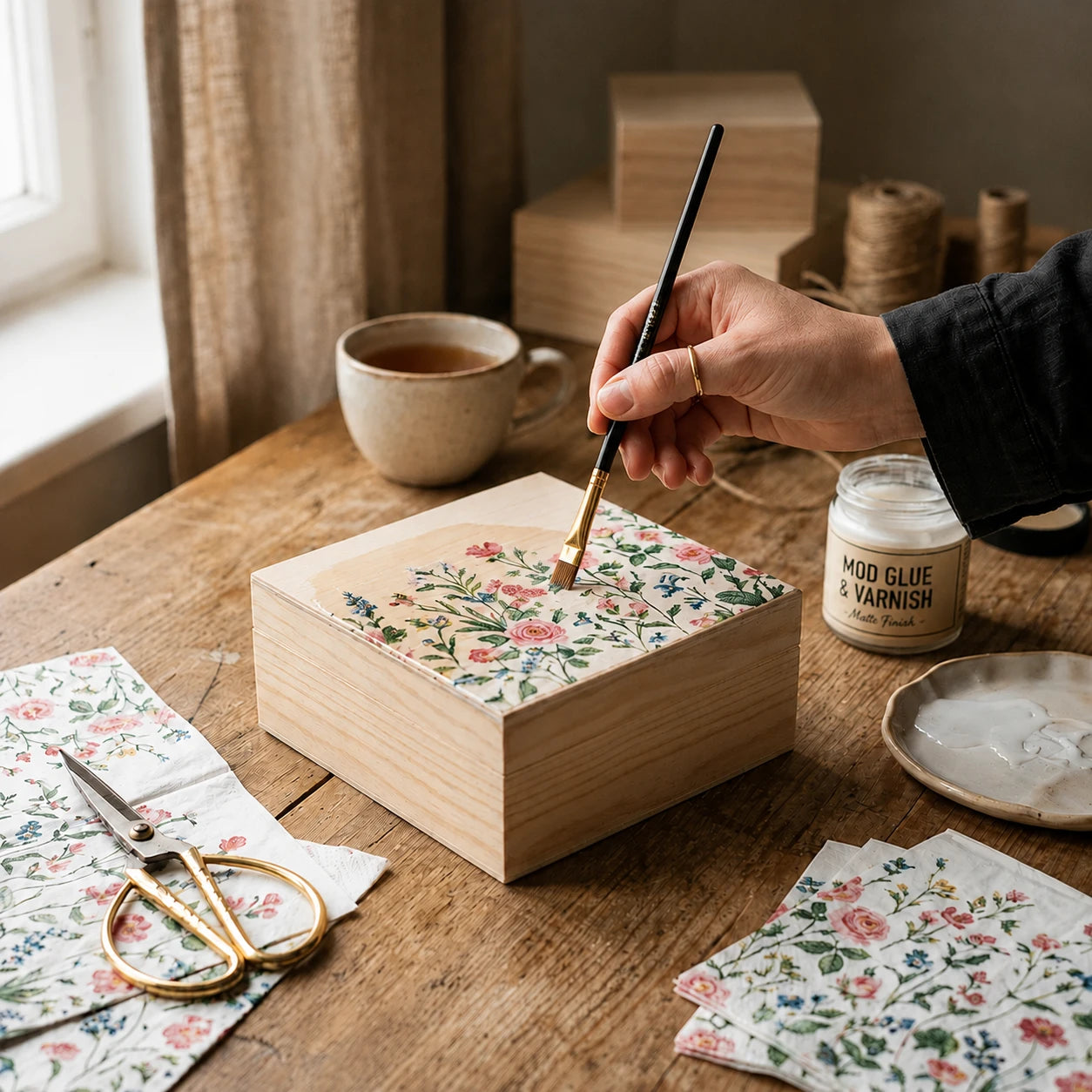 Pinsel in der Decoupage-Technik