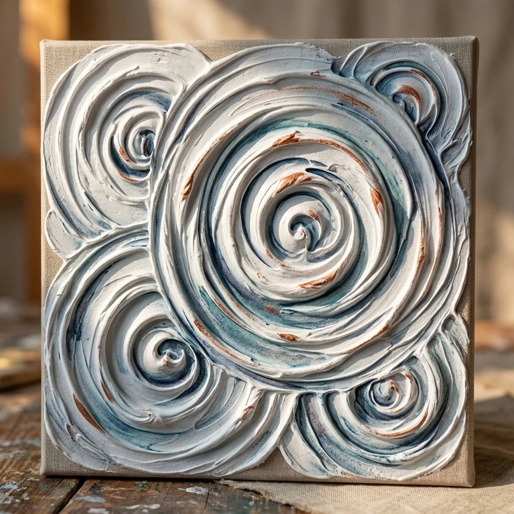 Abstrakte Strukturen mit Butter Paste — Spiralformen auf Leinwand