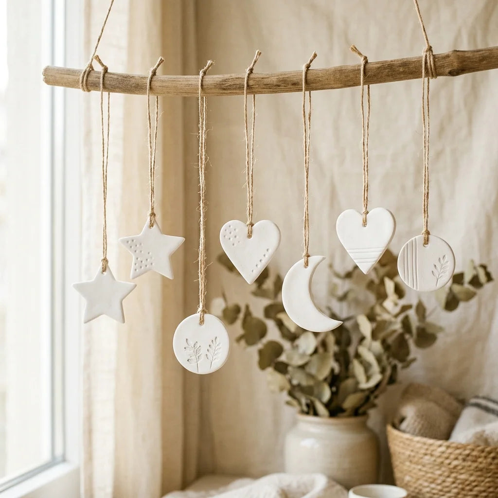 Hängender Christbaumschmuck aus leichter Modelliermasse